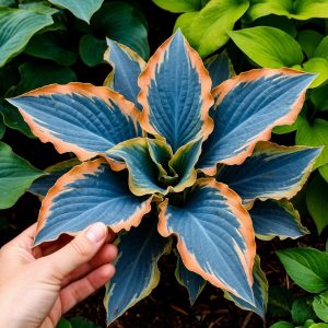 Хоста Океан Вью купить по цене от 960р. в интернет-магазине «Посадика» с доставкой почтой в в Любанье и по всей России – [изображение №1].